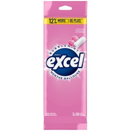 Gomme sans sucre Excel Menthe balloune, emb. multiple, 18 morceaux (paquet de 3) image