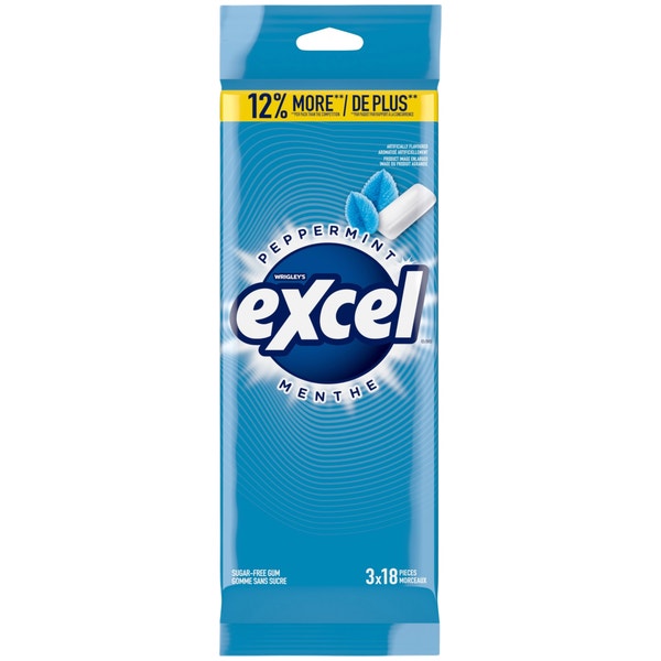 Excel Peppermint Sugarfree Gum Multipack, 18 Pieces (Pack of 3)