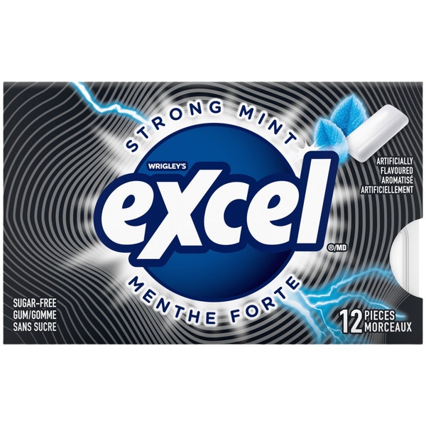 Gomme sans sucre Excel Menthe forte, 12 morceaux