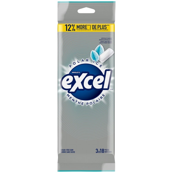 Excel Polar Ice Sugarfree Gum Multipack, 18 Pieces (Pack of 3)