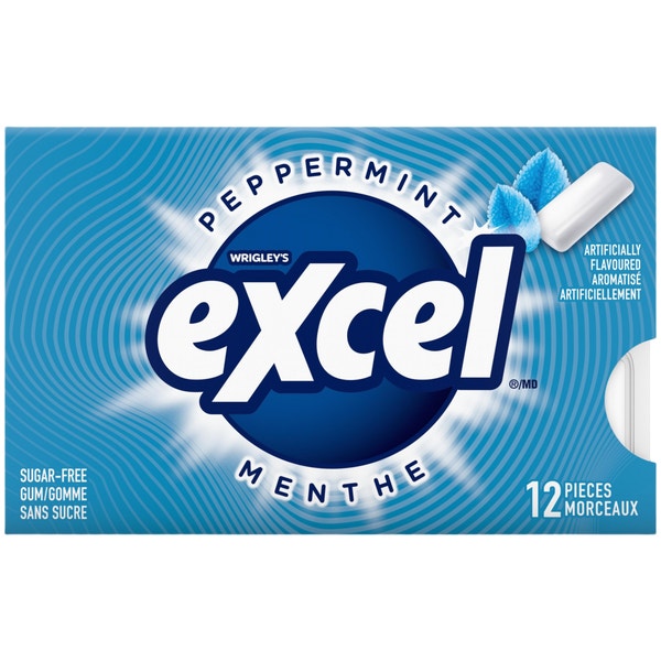 Excel Peppermint Sugarfree Gum, 12 Pieces