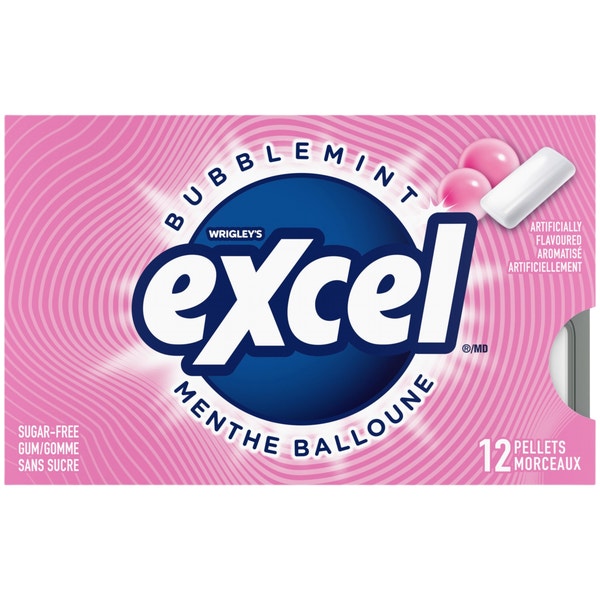 Excel Bubblemint Sugarfree Gum, 12 Pieces