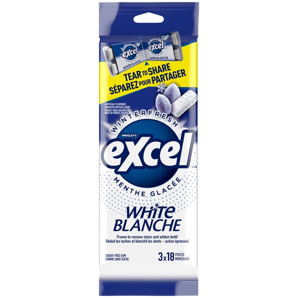Excel White Winterfresh Sugarfree Gum Multipack, 18 Pieces (Pack of 3)