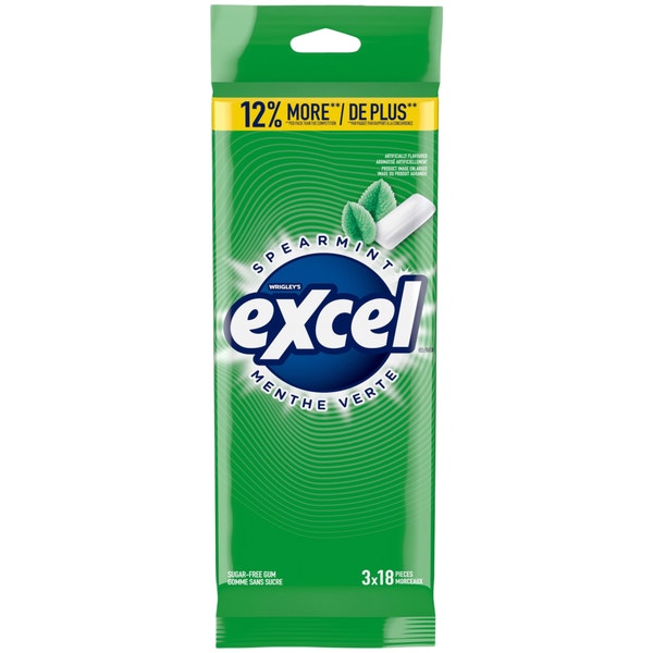 Excel Spearmint Sugarfree Gum Multipack, 18 Pieces (Pack of 3)