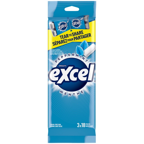 Excel Peppermint Sugarfree Gum Multipack, 18 Pieces (Pack of 3)